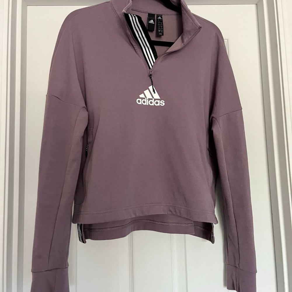 Adidas Women’s Purple Quarter Zip Sweatshirt Size L